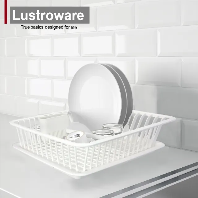 【Lustroware】日本岩崎碗盤瀝水盤架(附餐具架) 