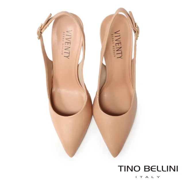 【TINO BELLINI 貝里尼】巴西進口典雅素面後繫帶高跟鞋FS3V003(裸棕)
