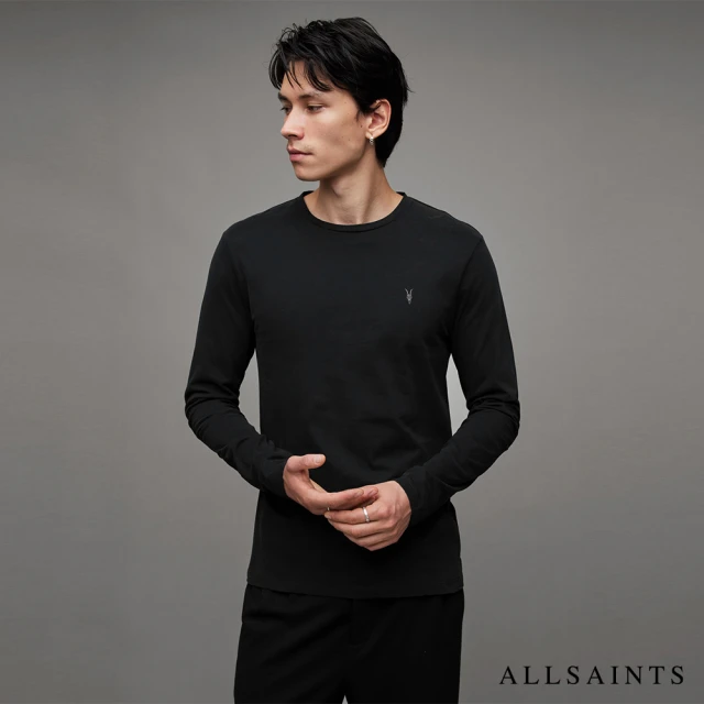 【ALLSAINTS】BRACE 長袖純棉T恤Jet Black 長袖開領T恤Washed Black MD119E(常規版型)