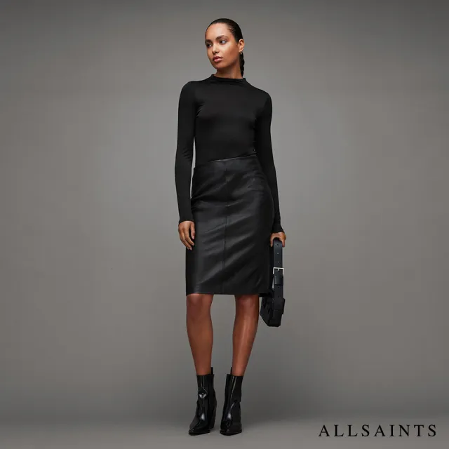 【ALLSAINTS】LUCILLE 高腰羊皮短裙Black WL072Z(修身版型)