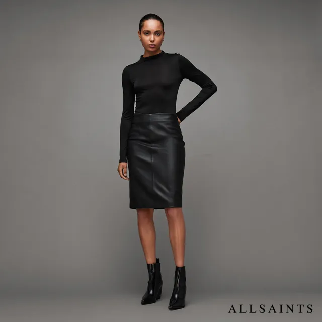 【ALLSAINTS】LUCILLE 高腰羊皮短裙Black WL072Z(修身版型)