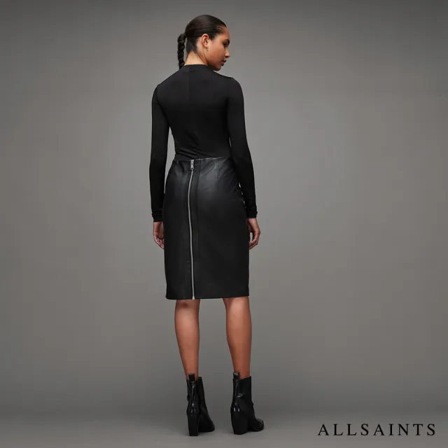 【ALLSAINTS】LUCILLE 高腰羊皮短裙Black WL072Z(修身版型)