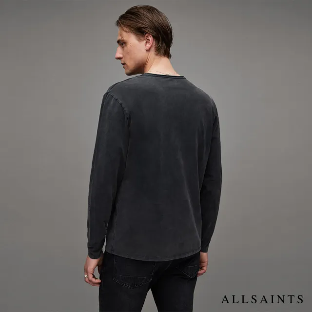 【ALLSAINTS】BODEGA 長袖開領T恤Washed Black MD001X(修身版型)