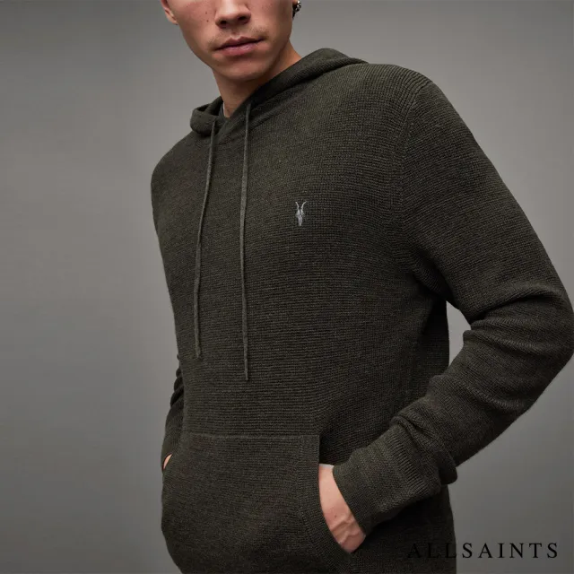 【ALLSAINTS】IVAR 羊毛針織連帽上衣RYE GRASS GREEN ML MK055P(常規版型)