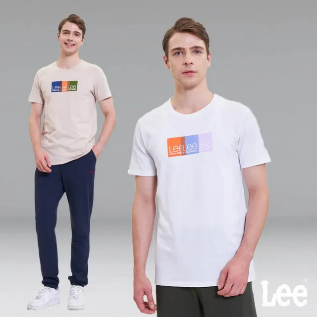 【Lee】男裝 短袖T恤 / 疊影方框 小LOGO 共2色 標準版型 / UR 系列(LL22022397W / LL220223K14)