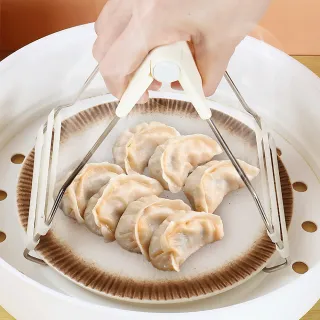 【出鍋無難事】莫蘭迪白雙倍防護不鏽鋼防滑夾(碗盤夾 烤盤夾 隔熱夾 砂鍋夾 取碗夾 廚具 廚房 餐廳)