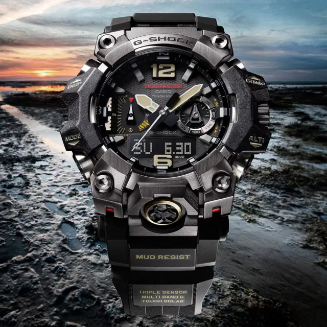 【CASIO 卡西歐】G-SHOCK Master of G Mudmaster 泥人極地 太陽能藍芽多功能電波錶-黑(GWG-B1000-1A)