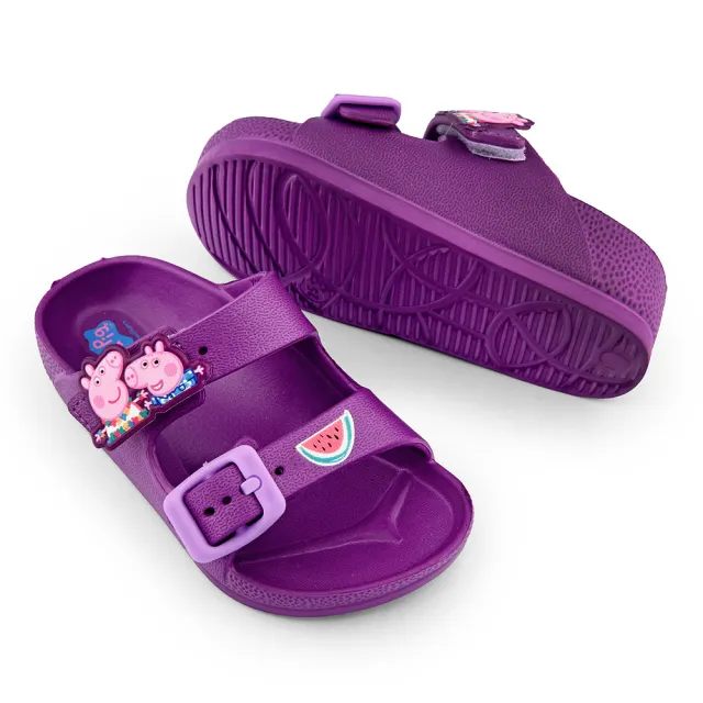【童鞋城堡】童鞋 輕量拖鞋 佩佩豬(PG1047-桃/紫)