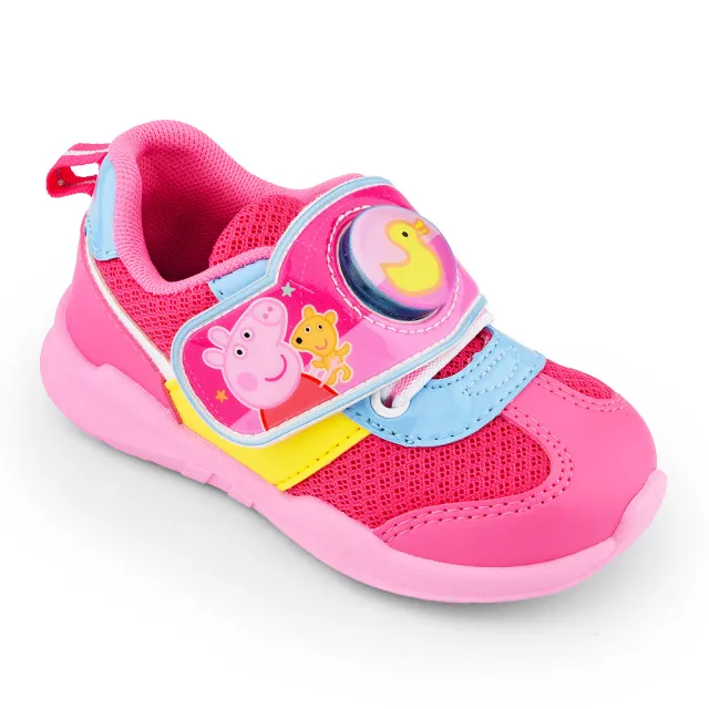 【童鞋城堡】中童 LED燈鞋 輕量透氣運動鞋 佩佩豬(PG6441-粉)