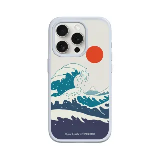 【RHINOSHIELD 犀牛盾】iPhone 15/Plus/Pro/Max SolidSuit背蓋手機殼/貓咪海浪(I Love Doodle)