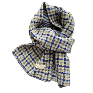 【Decoy】復古格紋＊羊絨針織撞色保暖圍巾