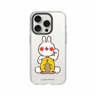 【RHINOSHIELD 犀牛盾】iPhone 15系列 Clear MagSafe兼容 磁吸透明手機殼/招財(懶散兔與啾先生)
