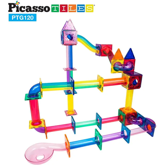 【PicassoTiles】磁力積木-滾球迷宮軌道120片(在玩樂中學習 畢卡索 聖誕禮物)