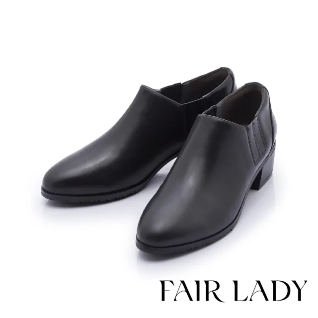 【FAIR LADY】小時光 質感素面造型中跟踝靴(黑、8A2782)