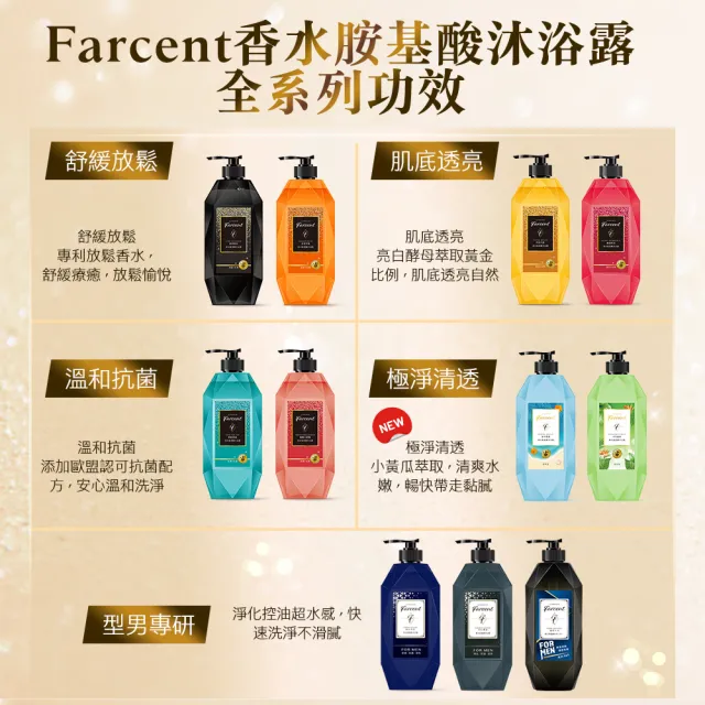【Farcent 法頌】胺基酸抗菌/亮白沐浴露/沐浴乳-780g(多款可選)