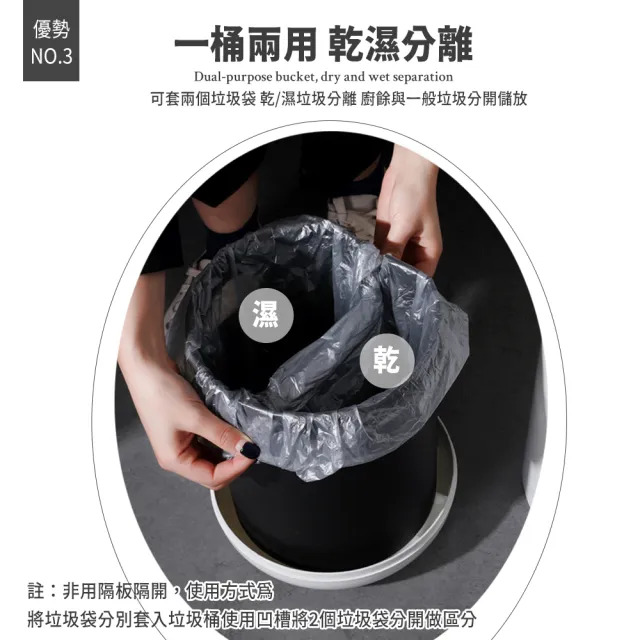 【樂邦】簡約按壓式圓形垃圾桶12L/2入