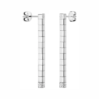 【Calvin Klein 凱文克萊】Tune系列方塊鋼色/鋼色+紅色耳環(ck耳環)