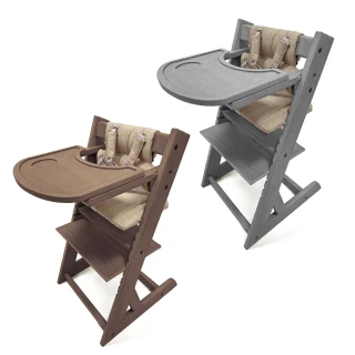 【Baby City 娃娃城】高腳木製餐椅+高腳椅座布(2色)