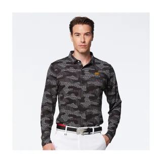 【Jack Nicklaus 金熊】GOLF男款彈性數位印花吸濕排汗POLO衫/高爾夫球衫(黑色)
