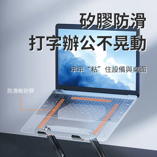 【ANTIAN】桌上型筆電散熱支架 鋁合金便攜增高升降支架(折疊收納 高度可調 雙向增高)