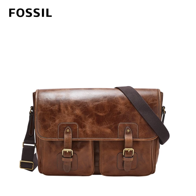 【FOSSIL 官方旗艦館】Greenville 真皮郵差包-干邑色 MBG9560222