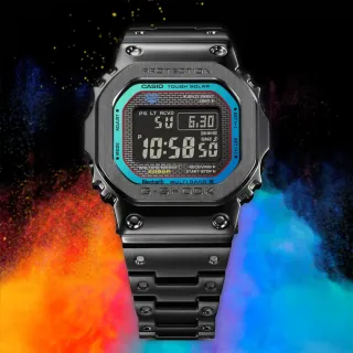 【CASIO 卡西歐】G-SHOCK 彩虹光譜 全金屬太陽能電波手錶 女王節(GMW-B5000BPC-1)