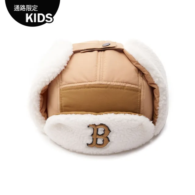 【MLB】童裝 毛絨遮耳帽 護耳棒球帽 雷鋒帽 FLEECE飛行帽 波士頓紅襪隊(7AWMB0736-43CAL)
