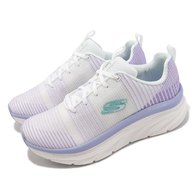 SKECHERSSKECHERS 慢跑鞋 D Lux Walker 女鞋 白 淺紫色 厚底 支撐 健行 耐磨 運動鞋(896060-WPR)