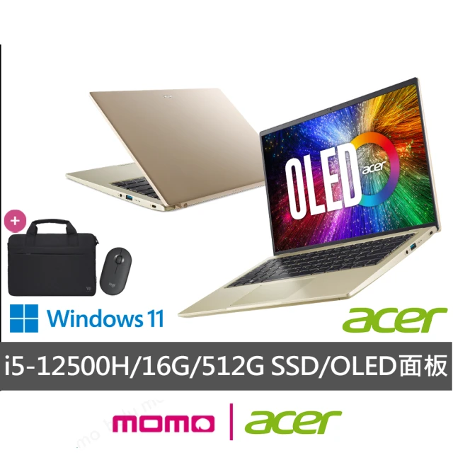 ACER 宏碁Acer 筆電包/滑鼠組★14吋i5輕薄效能OLED筆電(Swift 3/EVO/i5-12500H/16G/512G SSD/W11/SF314-71-54UR)