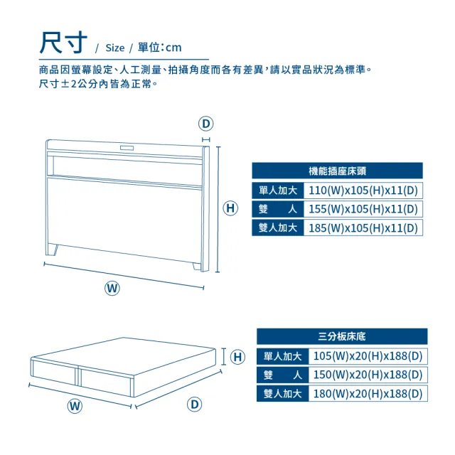 【A FACTORY 傢俱工場】直樹 日系美型 機能插座房間二件組 雙人5尺(床片+床底)
