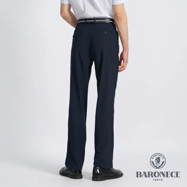 【BARONECE 百諾禮士】男款 縲縈混紡格紋打褶西裝長褲-藍色(1198847-38)