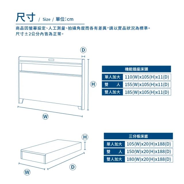 【A FACTORY 傢俱工場】直樹 日系美型 機能插座房間二件組 單大3.5尺(床片+床底)