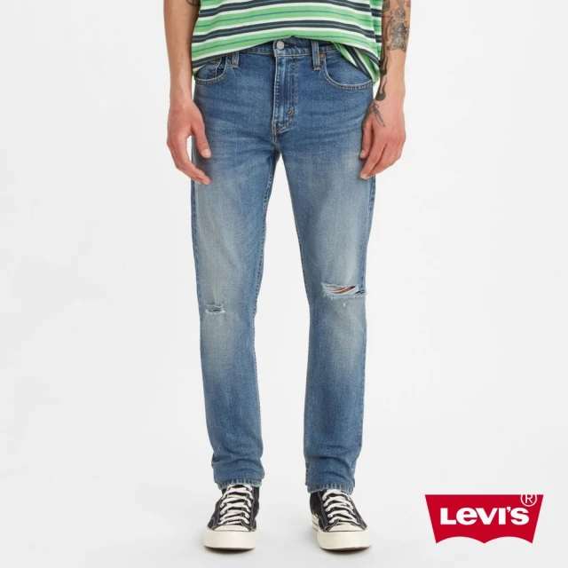 LEVISLEVIS 男款 上寬下窄 512低腰修身窄管牛仔褲 / 精工淺藍破壞水洗 / 天絲棉 / 彈性布料 熱賣單品