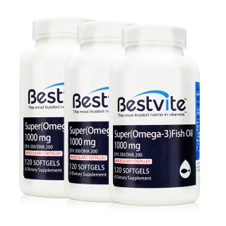 【美國BestVite】必賜力超級OMEGA-3魚油膠囊3瓶組(120顆*3瓶-效期至2027/7/31)