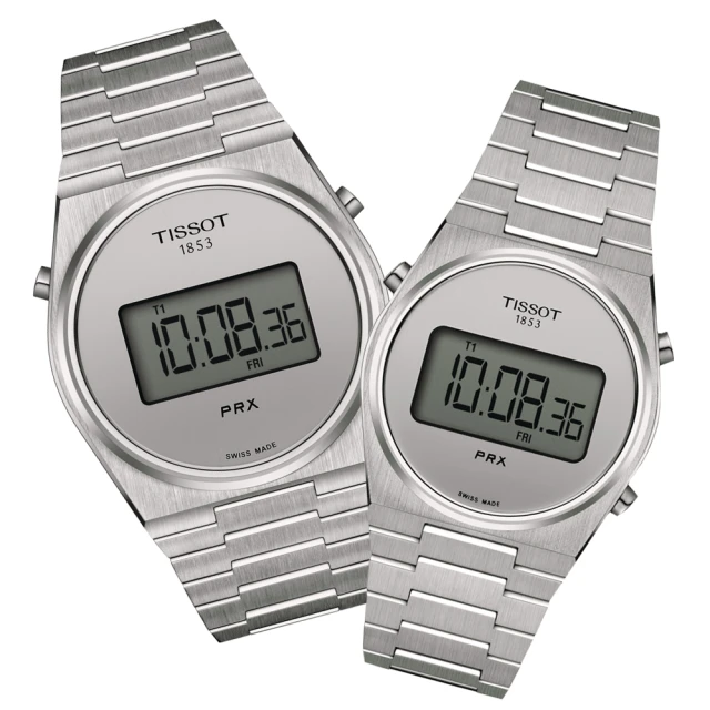 TISSOT 天梭 PRX系列 復古時尚 數位對錶(T1374631103000 / T1372631103000)