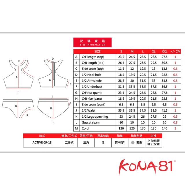 【酷吶81 KONA81】比基尼 削肩 抗UV(削肩高領後拉鍊設計 附可拆柔軟胸墊)