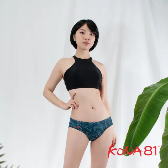 【酷吶81 KONA81】比基尼 削肩 抗UV(削肩高領後拉鍊設計 附可拆柔軟胸墊)