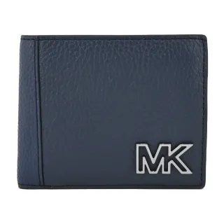 【Michael Kors】COOPER牛皮簍空LOGO男款零錢袋短夾(藍)