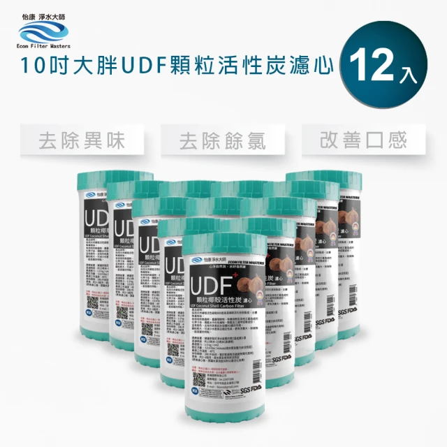 怡康 全屋過濾濾心 10吋大胖UDF椰殼活性碳濾心12入(本商品不含安裝)