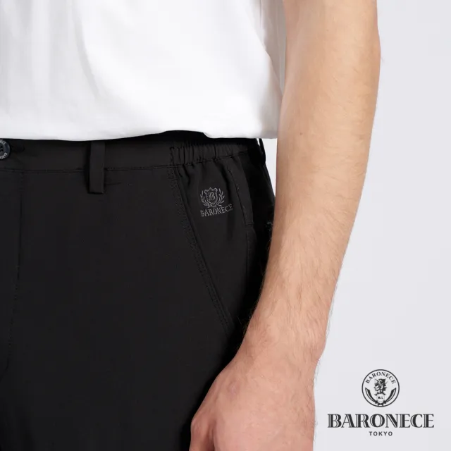 【BARONECE 百諾禮士】男款 鬆緊腰頭彈性素面平口休閒短褲-黑色(1198988-99)