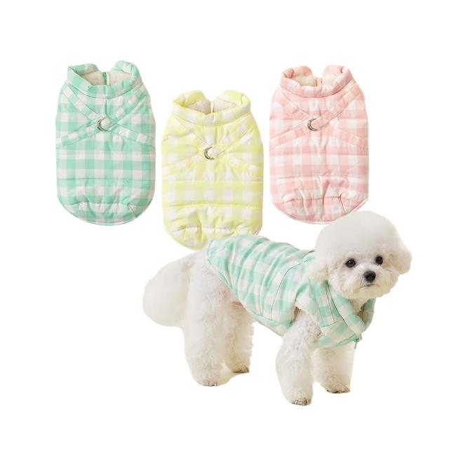 【WOOLLY】方格鋪棉寵物背心(狗狗衣服/狗狗背心)