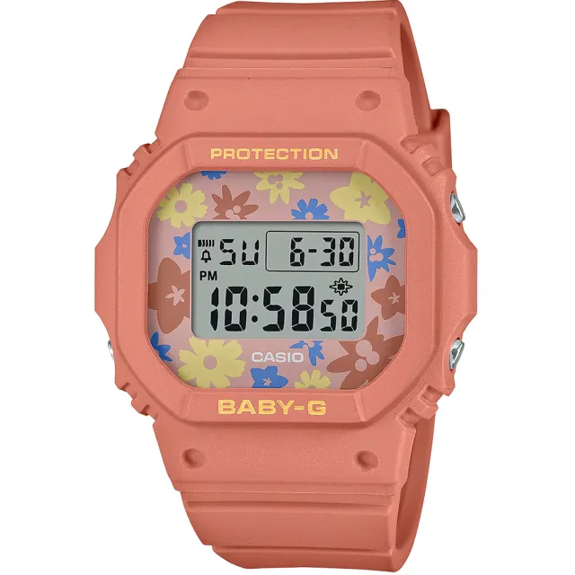 【CASIO 卡西歐】BABY-G 花朵方形女錶電子錶 畢業禮物(BGD-565RP-4)