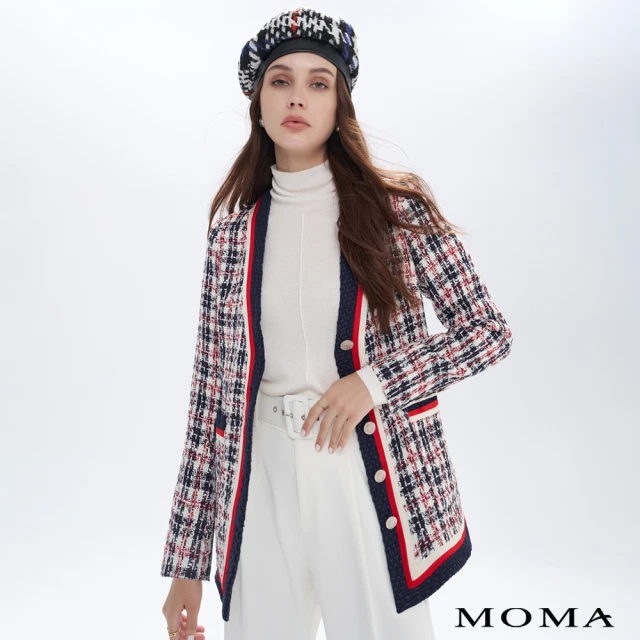 MOMA V領學院風格紋外套(深藍)