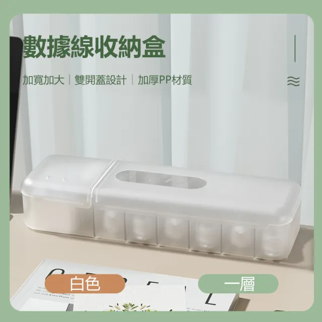 【Dagebeno荷生活】雙邊開蓋型充電線充電頭收納盒 大容量電線傳輸線分類盒(4入)