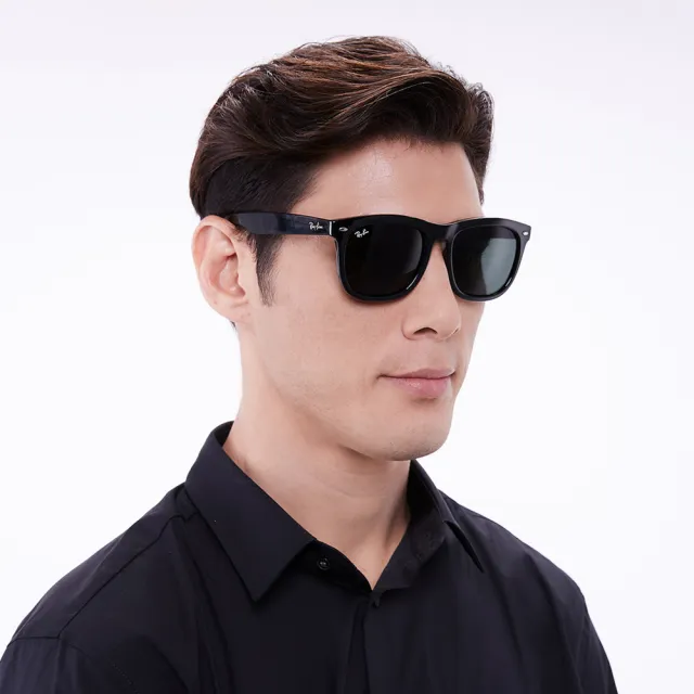 【RayBan 雷朋】亞洲版 舒適加高鼻翼 時尚大鏡面太陽眼鏡 RB4260D 601/71 黑框抗UV墨綠鏡片 公司貨