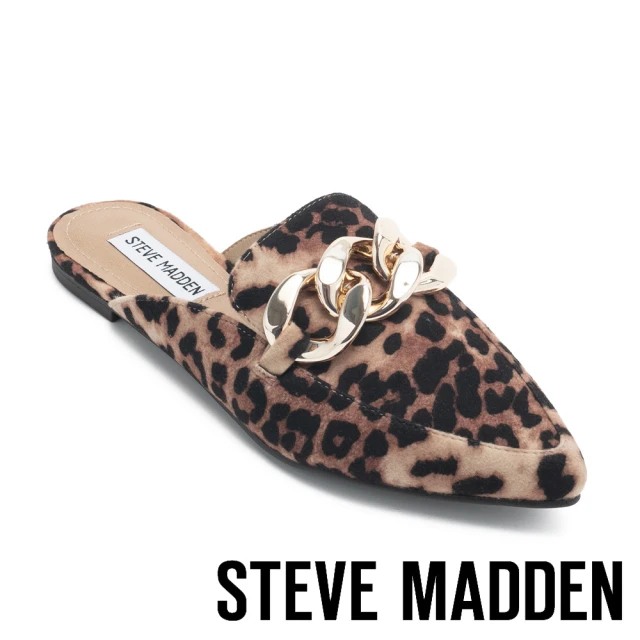 【STEVE MADDEN】FINLEY 絨布鍊條穆勒拖鞋(豹紋)