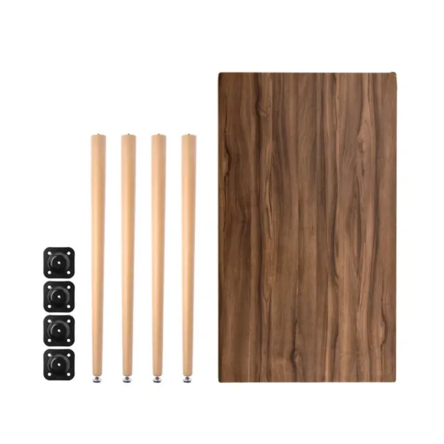 【特力屋】組合  萊特長型桌板胡桃木色+實木桌腳橡木色