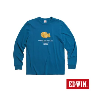 【EDWIN】男女裝 東京散策系列 鯛魚燒長袖T恤(土耳其藍)