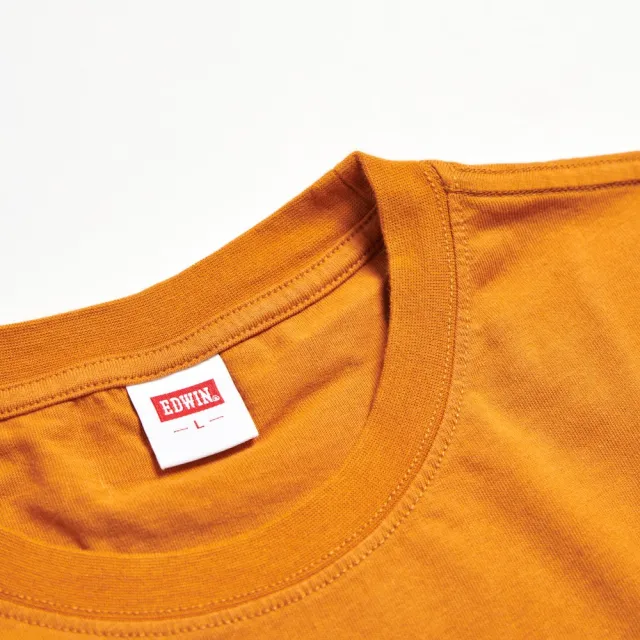 【EDWIN】男女裝 東京散策系列 珍珠奶茶長袖T恤(黃褐色)