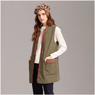 【KERAIA 克萊亞】栗子蒙布朗鋪綿抽繩長背心